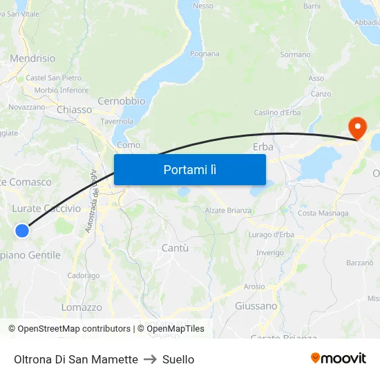 Oltrona Di San Mamette to Suello map