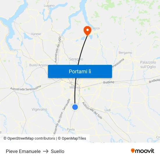 Pieve Emanuele to Suello map