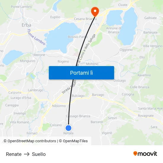 Renate to Suello map