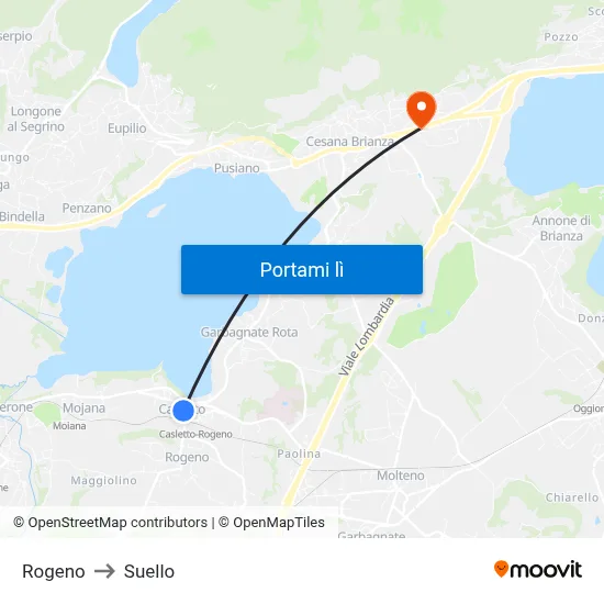 Rogeno to Suello map
