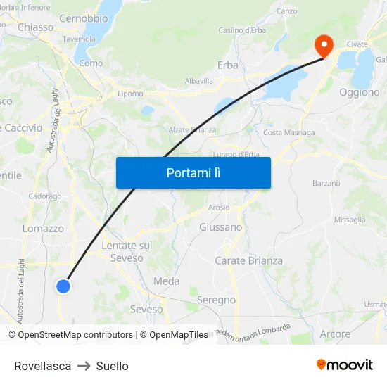 Rovellasca to Suello map