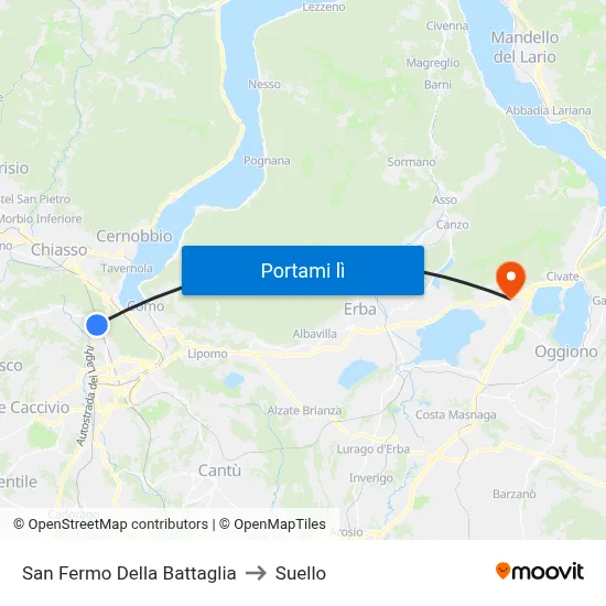 San Fermo Della Battaglia to Suello map