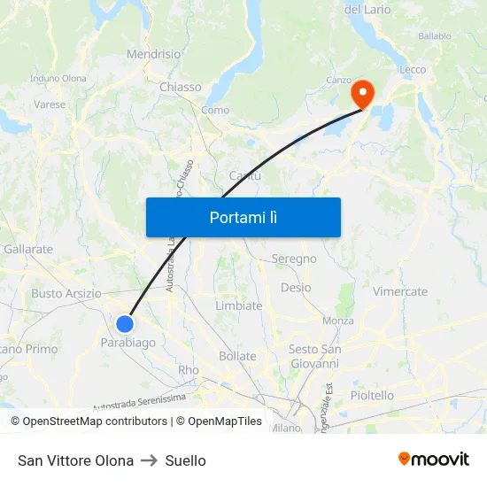 San Vittore Olona to Suello map