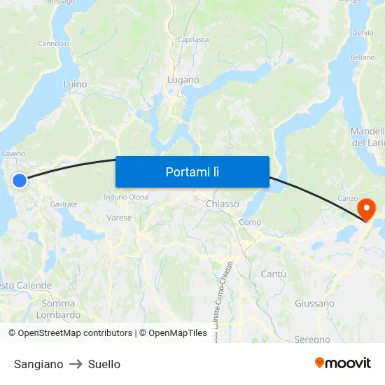 Sangiano to Suello map