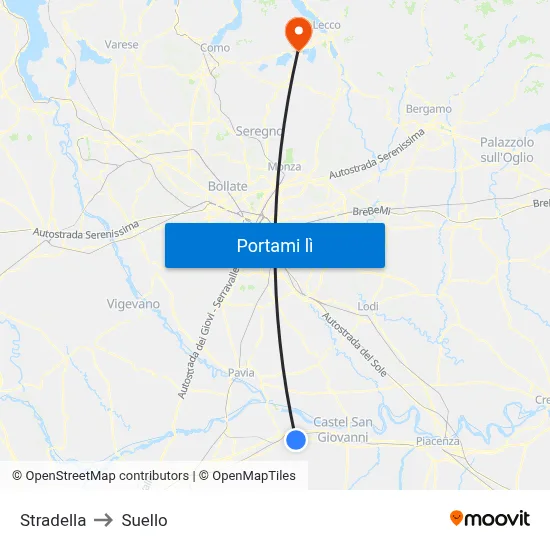 Stradella to Suello map