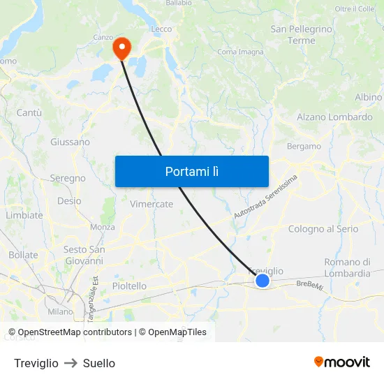 Treviglio to Suello map