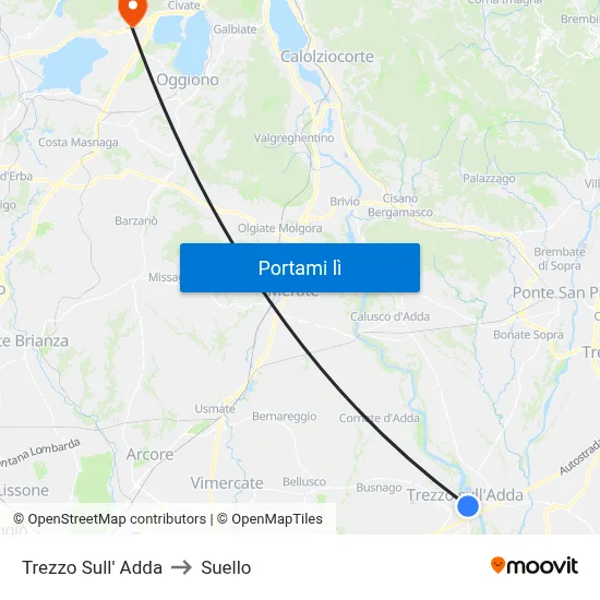 Trezzo Sull' Adda to Suello map