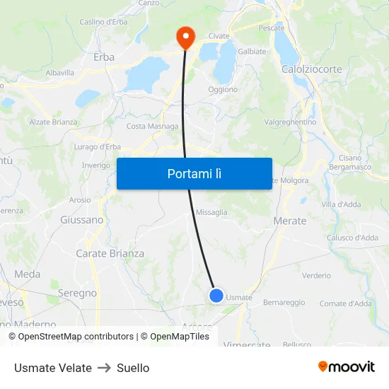 Usmate Velate to Suello map