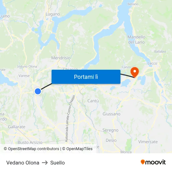 Vedano Olona to Suello map