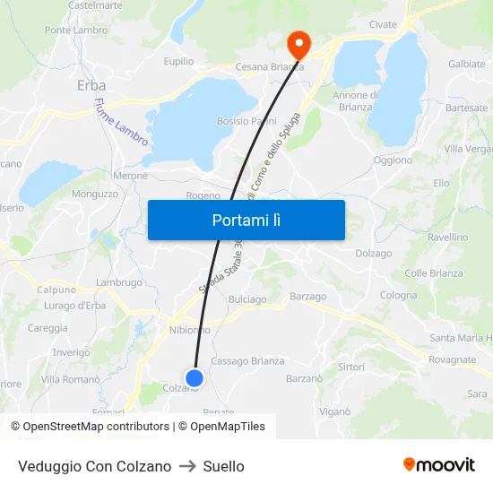 Veduggio Con Colzano to Suello map