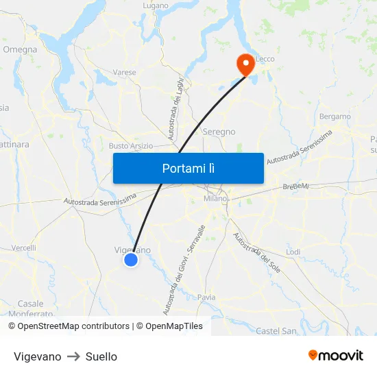 Vigevano to Suello map