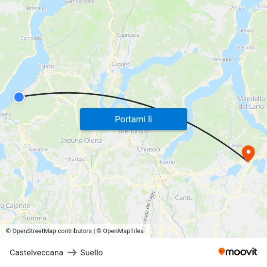 Castelveccana to Suello map