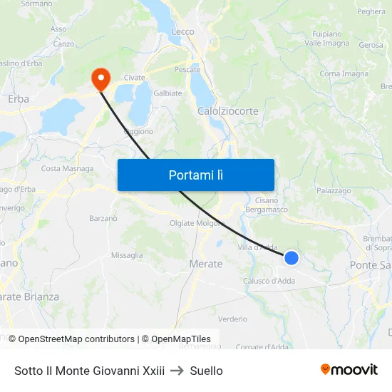 Sotto Il Monte Giovanni Xxiii to Suello map
