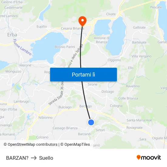 BARZAN? to Suello map