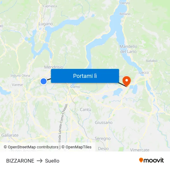 BIZZARONE to Suello map