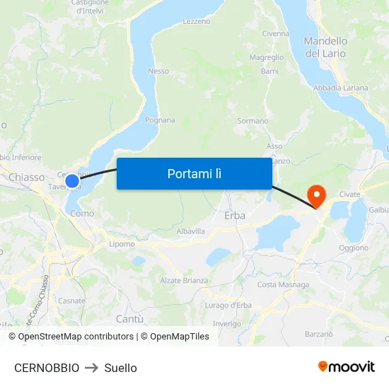 CERNOBBIO to Suello map