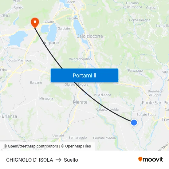 CHIGNOLO D' ISOLA to Suello map