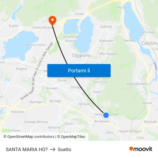 SANTA MARIA HO? to Suello map