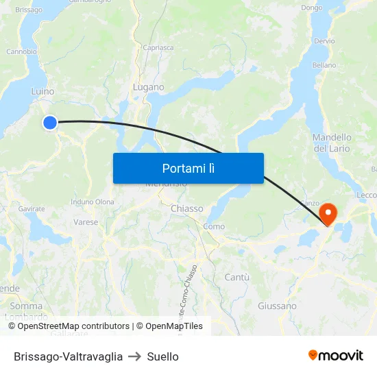 Brissago-Valtravaglia to Suello map