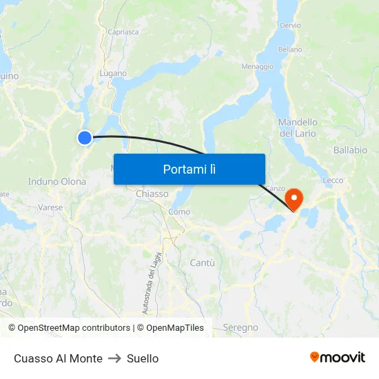 Cuasso Al Monte to Suello map
