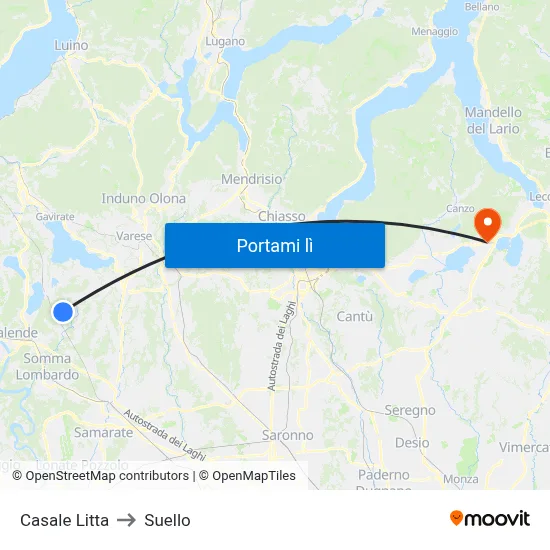 Casale Litta to Suello map
