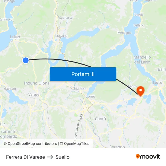 Ferrera Di Varese to Suello map
