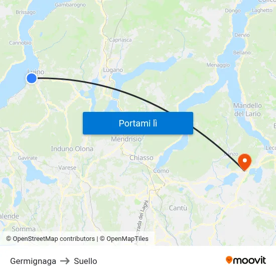 Germignaga to Suello map