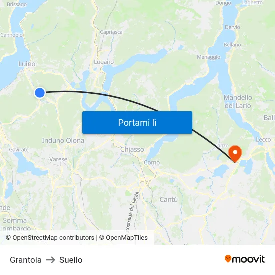 Grantola to Suello map