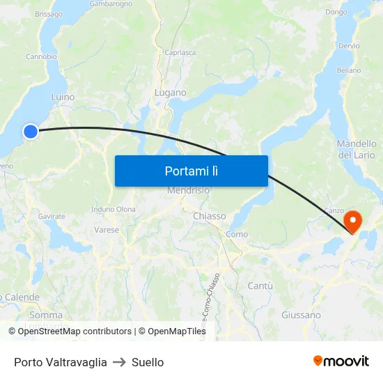Porto Valtravaglia to Suello map