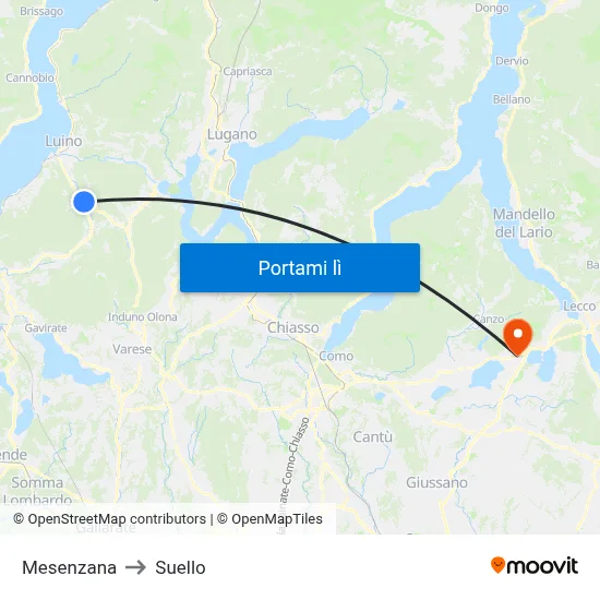 Mesenzana to Suello map