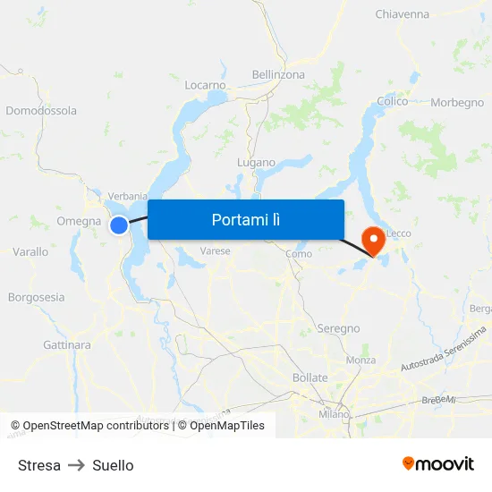 Stresa to Suello map
