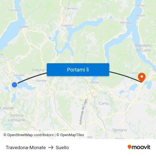 Travedona-Monate to Suello map