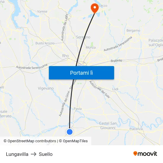 Lungavilla to Suello map