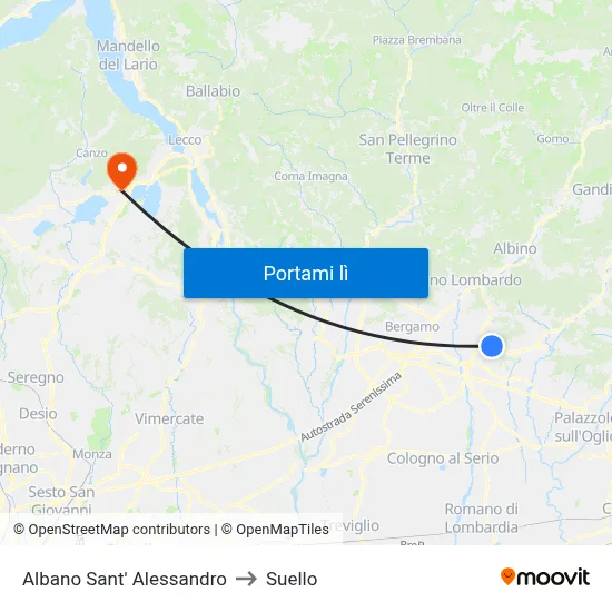 Albano Sant' Alessandro to Suello map