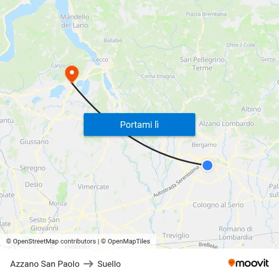 Azzano San Paolo to Suello map
