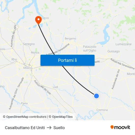 Casalbuttano Ed Uniti to Suello map