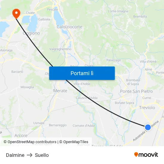 Dalmine to Suello map