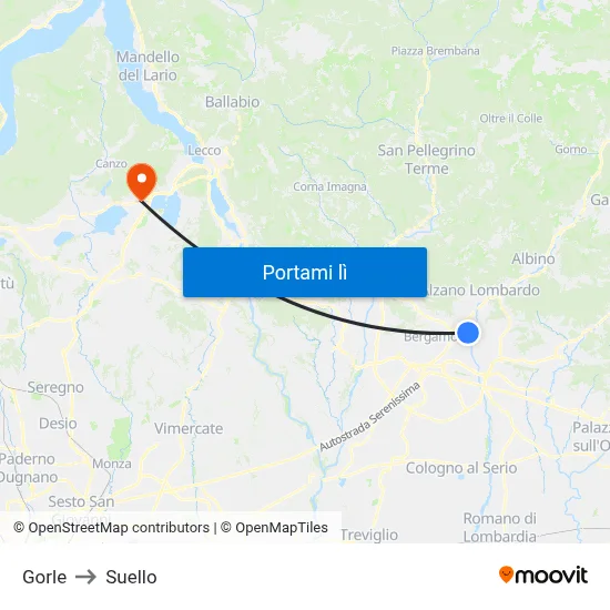 Gorle to Suello map
