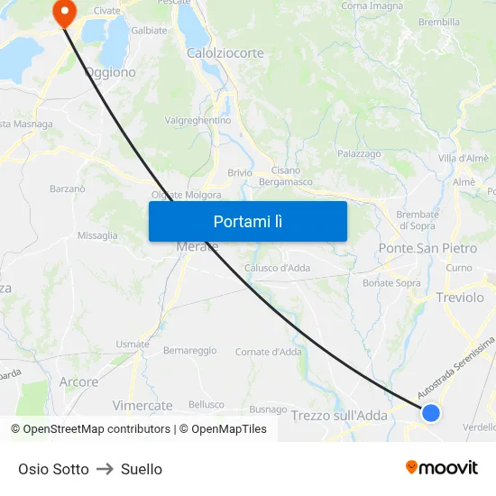 Osio Sotto to Suello map