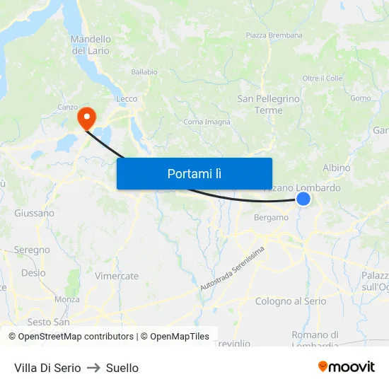 Villa Di Serio to Suello map
