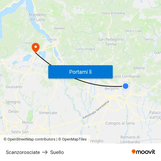 Scanzorosciate to Suello map