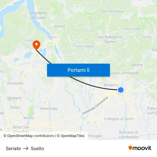 Seriate to Suello map