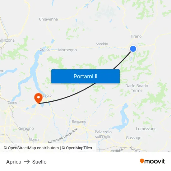 Aprica to Suello map
