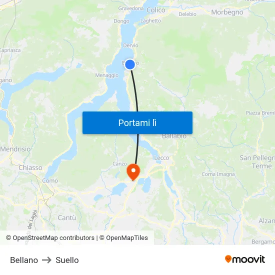 Bellano to Suello map