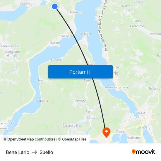 Bene Lario to Suello map