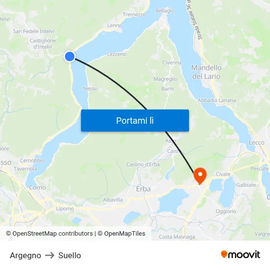 Argegno to Suello map