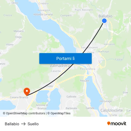 Ballabio to Suello map