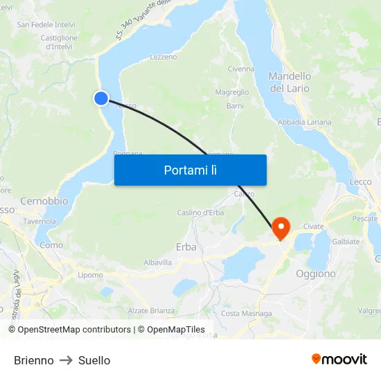 Brienno to Suello map