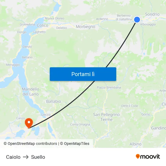 Caiolo to Suello map