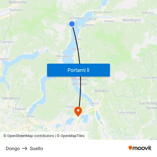 Dongo to Suello map
